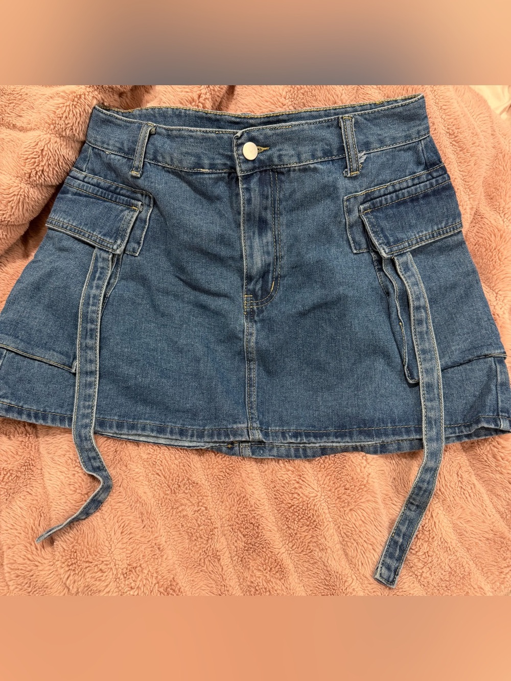 Denim Cargo Mini Skirt